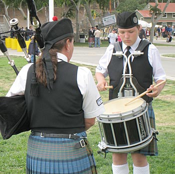 warming up for piping competition